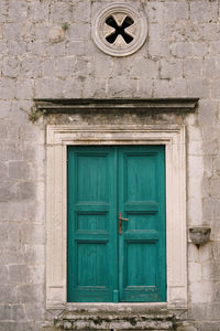 Closed door of old building