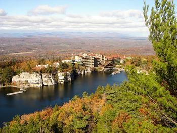 High angle view of lake mohonk