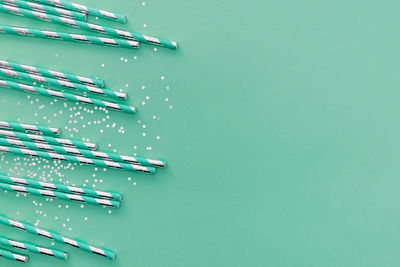 Close-up of cable on blue background