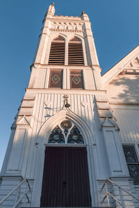 Low angle view of building against clear sky