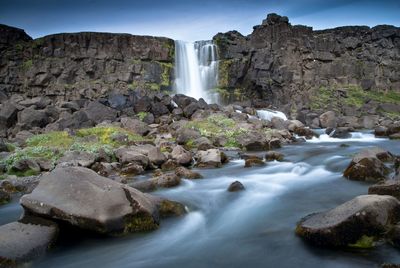 Scenic view of waterfall