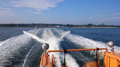 Wake formation in sea by moving boat