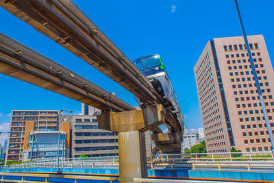 Low angle view of buildings against blue sky