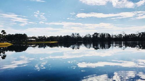 Scenic view of lake against sky