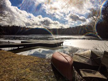 Panoramic view of river against sky