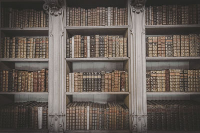 Full frame shot of books in shelf