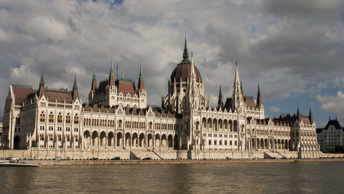 Budapest, parliament, view of grand river against sky