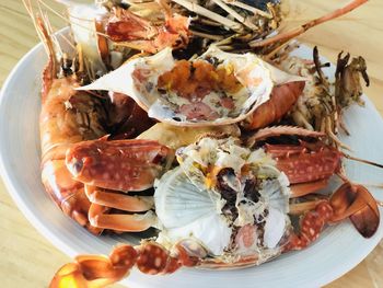 High angle view of meal served in plate