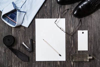 High angle view of pen on table