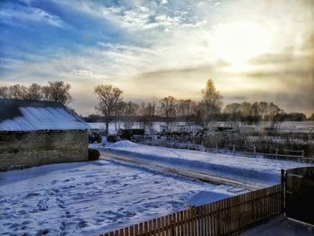 Scenic view of snow covered landscape