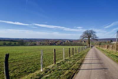 Road amidst field against sky