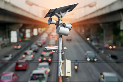 Closeup of traffic security camera surveillance cctv on the road in the city.