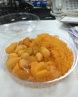 High angle view of food on table