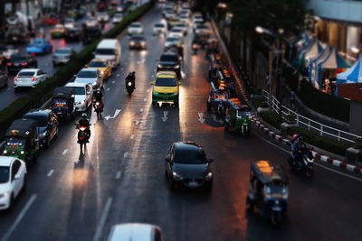 High angle view of traffic on city street