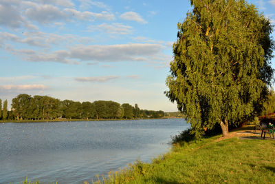 Scenic view of lake against sky