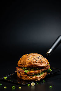 Close-up of dessert in plate on table