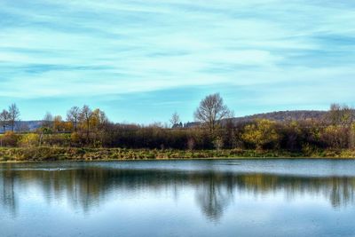 Scenic view of lake against sky