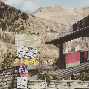 Information sign on mountain