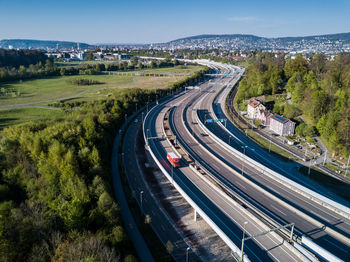 High angle view of cityscape against sky