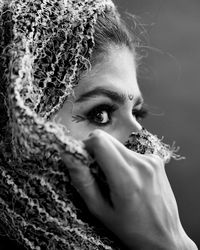 Close-up of teenage girl wearing headscarf