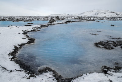 Scenic view of frozen lake against sky