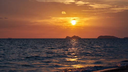 Scenic view of sea during sunset