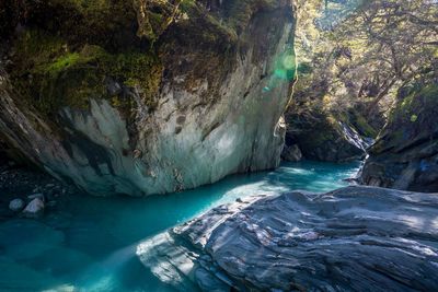 Scenic view of rock formation in sea