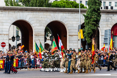 Spanish army marching during spanish national day army parade