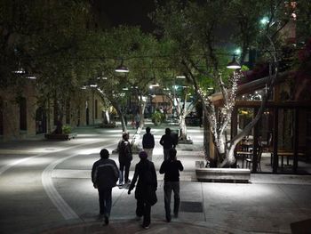 People walking on road at night