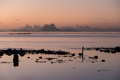 Scenic view of sea against sky during sunset