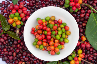 High angle view of fruits in bowl