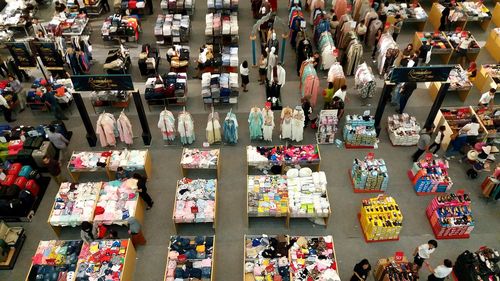 High angle view of people at market stall