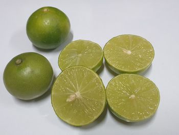 High angle view of fruits on white background
