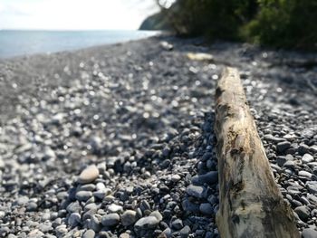 Close-up of pebbles on beach