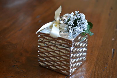 Close-up of box on table