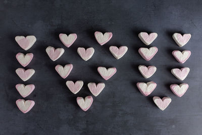 Directly above shot of heart shape made of cake