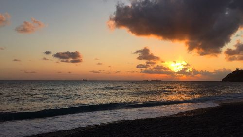 Scenic view of sea against sky during sunset