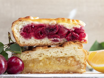 Close-up of bread in plate