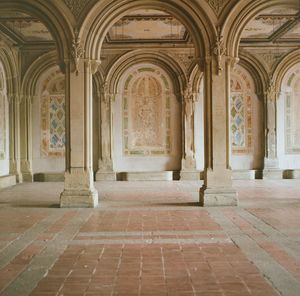 Architectural columns at bethesda terrace and fountain in central park