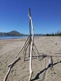 Scenic view of beach against clear sky