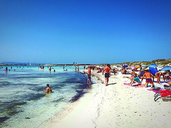 High angle view of people in sea