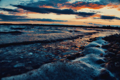 Scenic view of sea during sunset