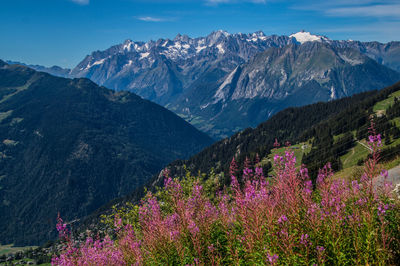 Scenic view of mountains against sky