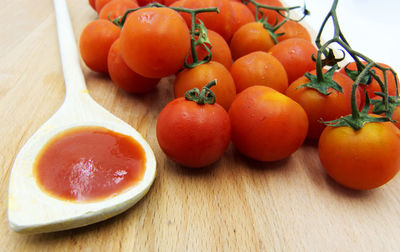 High angle view of oranges on table