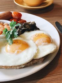 High angle view of food in plate on table