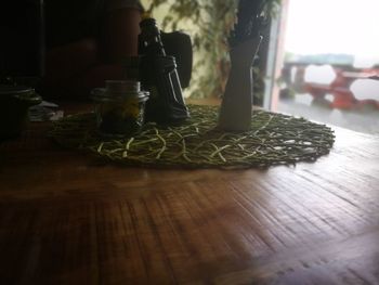 Close-up of glass jar on table