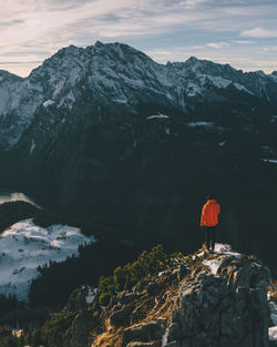 Scenic view of mountains against sky at night