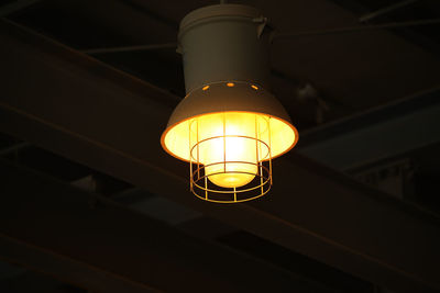 Low angle view of illuminated light bulb