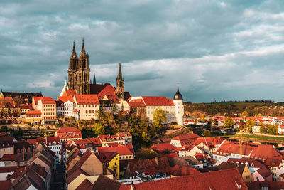 View over the roofs of meissen in germany.