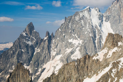 View of mont blanc monte bianco white mountain. graian alps  valle d'aosta italy